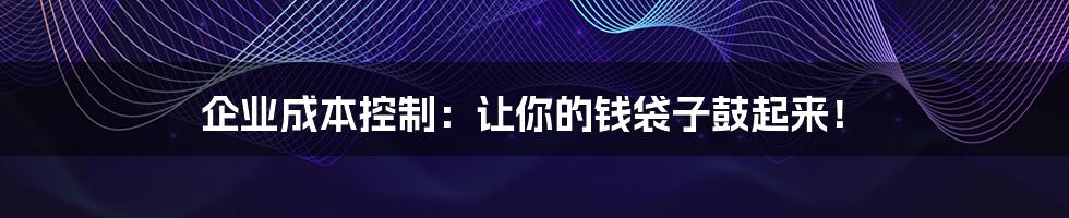 企业成本控制：让你的钱袋子鼓起来！
