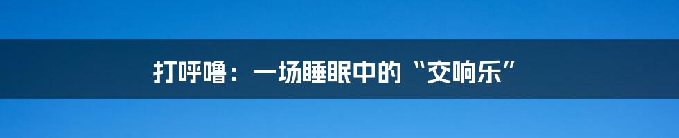 打呼噜:一场睡眠中的“交响乐”
