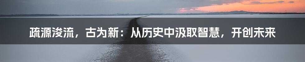 疏源浚流,古为新:从历史中汲取智慧,开创未来