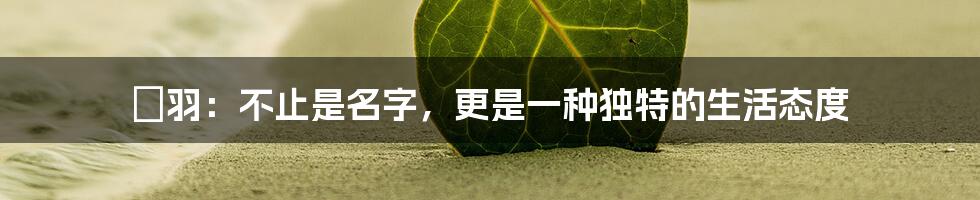 芃羽:不止是名字,更是一种独特的生活态度
