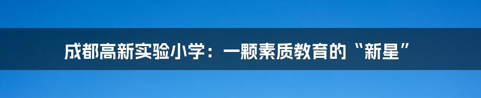 成都高新实验小学:一颗素质教育的“新星”