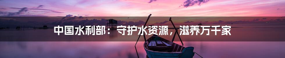 中国水利部:守护水资源,滋养万千家