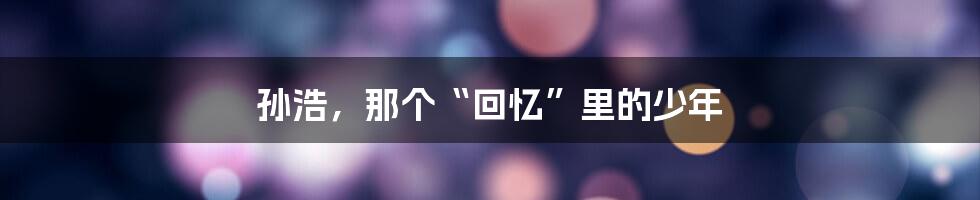 孙浩,那个“回忆”里的少年