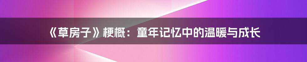 《草房子》梗概:童年记忆中的温暖与成长