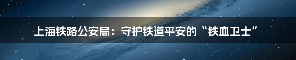 上海铁路公安局:守护铁道平安的“铁血卫士”