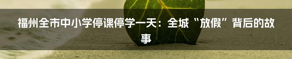 福州全市中小学停课停学一天:全城“放假”背后的故事
