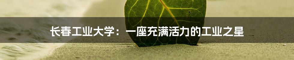 长春工业大学:一座充满活力的工业之星