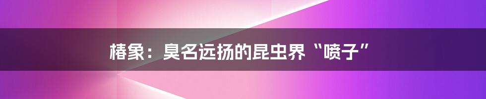 椿象：臭名远扬的昆虫界“喷子”