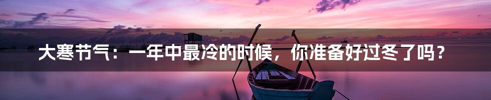 大寒节气:一年中最冷的时候,你准备好过冬了吗?