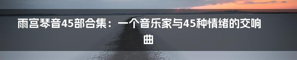 雨宫琴音45部合集:一个音乐家与45种情绪的交响曲