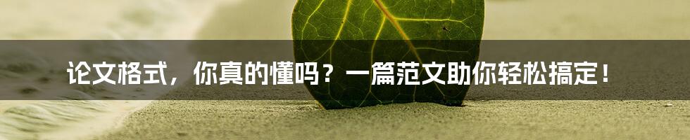 论文格式,你真的懂吗?一篇范文助你轻松搞定!