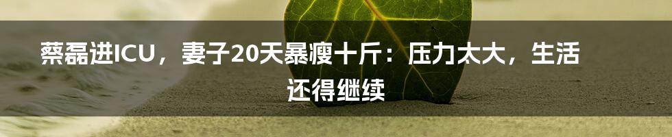 蔡磊进ICU，妻子20天暴瘦十斤：压力太大，生活还得继续