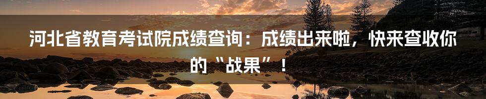 河北省教育考试院成绩查询:成绩出来啦,快来查收你的“战果”!