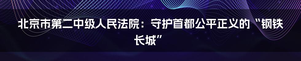 北京市第二中级人民法院:守护首都公平正义的“钢铁长城”