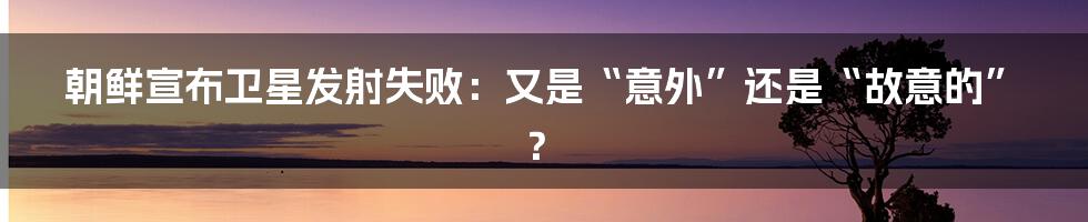 朝鲜宣布卫星发射失败:又是“意外”还是“故意的”?