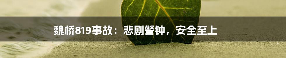 魏桥819事故:悲剧警钟,安全至上