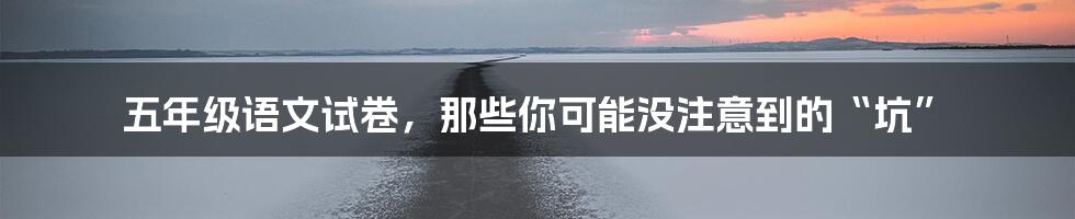 五年级语文试卷,那些你可能没注意到的“坑”