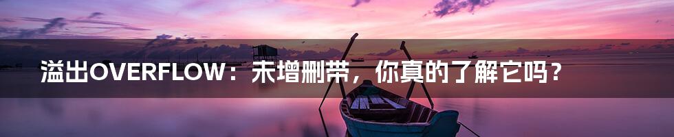 溢出OVERFLOW:未增删带,你真的了解它吗?