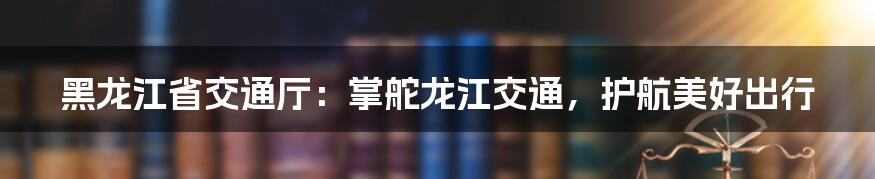 黑龙江省交通厅:掌舵龙江交通,护航美好出行