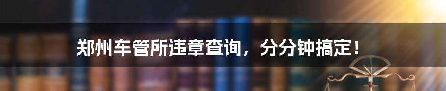 郑州车管所违章查询，分分钟搞定！
