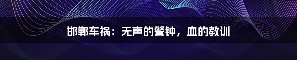 邯郸车祸:无声的警钟,血的教训