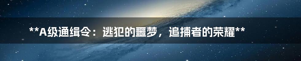 **A级通缉令:逃犯的噩梦,追捕者的荣耀**
