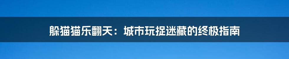 躲猫猫乐翻天:城市玩捉迷藏的终极指南