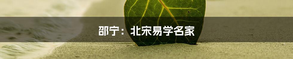 邵宁：北宋易学名家