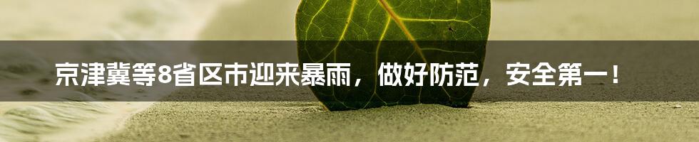 京津冀等8省区市迎来暴雨,做好防范,安全第一!