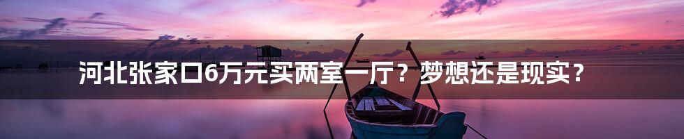 河北张家口6万元买两室一厅?梦想还是现实?