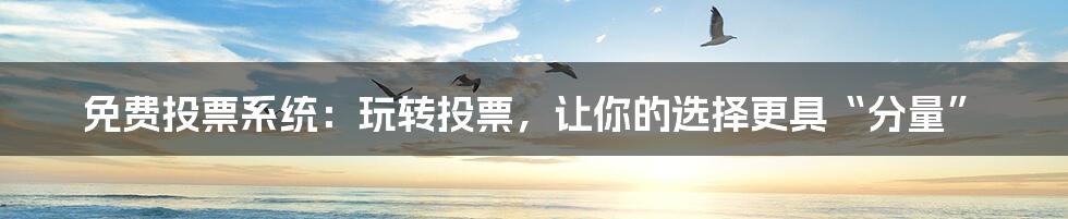 免费投票系统:玩转投票,让你的选择更具“分量”