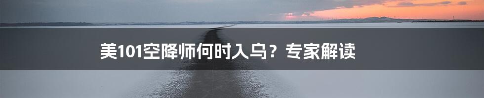 美101空降师何时入乌?专家解读
