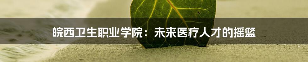 皖西卫生职业学院:未来医疗人才的摇篮