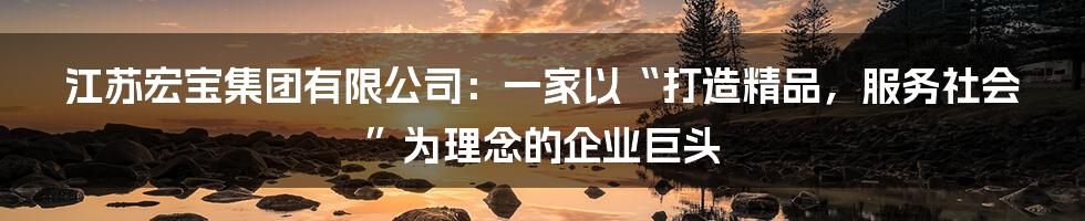 江苏宏宝集团有限公司:一家以“打造精品,服务社会”为理念的企业巨头