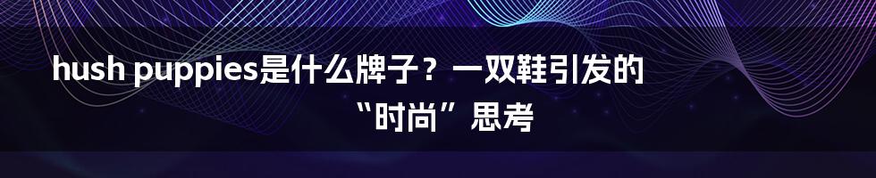 hush puppies是什么牌子?一双鞋引发的“时尚”思考
