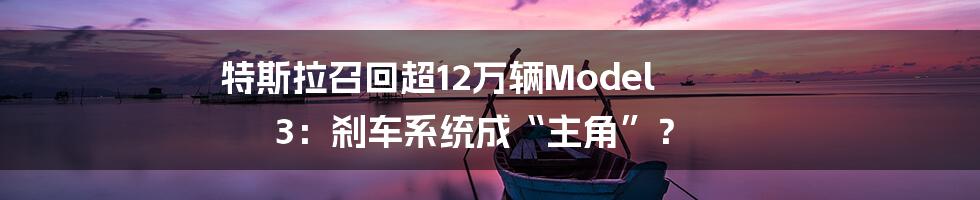 特斯拉召回超12万辆Model 3:刹车系统成“主角”?