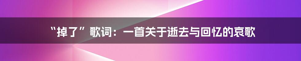 “掉了”歌词:一首关于逝去与回忆的哀歌
