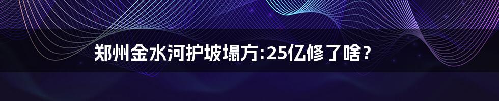 郑州金水河护坡塌方:25亿修了啥?