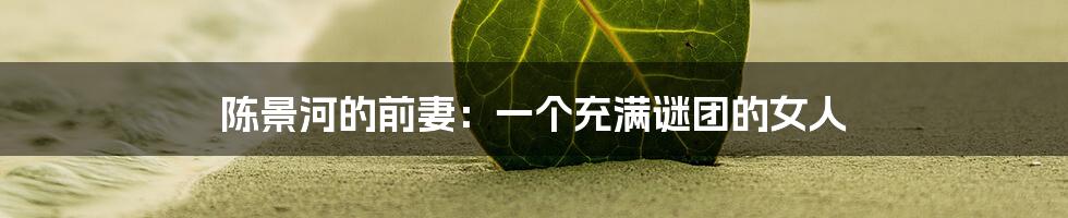 陈景河的前妻:一个充满谜团的女人