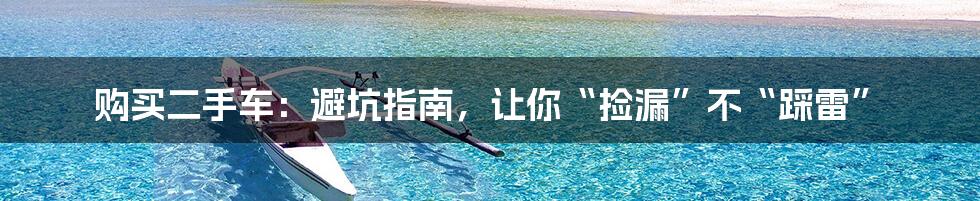 购买二手车:避坑指南,让你“捡漏”不“踩雷”
