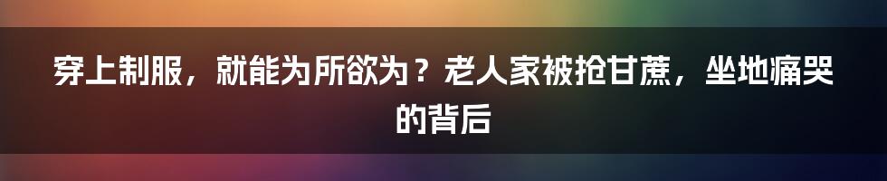 穿上制服,就能为所欲为?老人家被抢甘蔗,坐地痛哭的背后