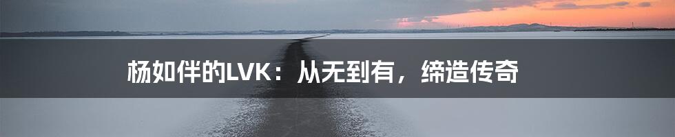 杨如伴的LVK:从无到有,缔造传奇