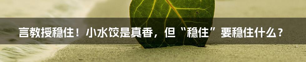 言教授稳住!小水饺是真香,但“稳住”要稳住什么?