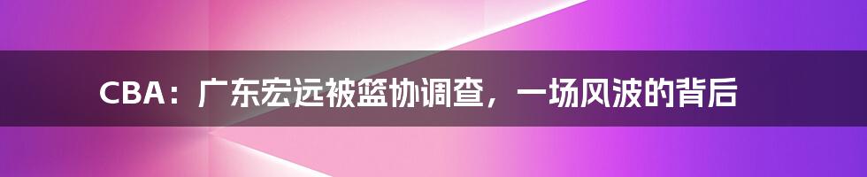 CBA:广东宏远被篮协调查,一场风波的背后