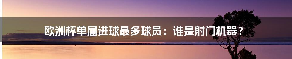 欧洲杯单届进球最多球员:谁是射门机器?