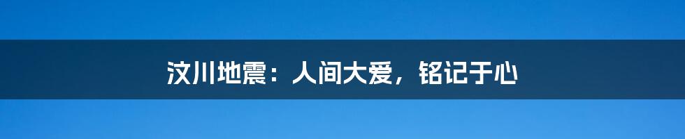汶川地震:人间大爱,铭记于心
