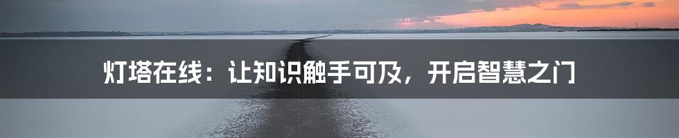 灯塔在线:让知识触手可及,开启智慧之门