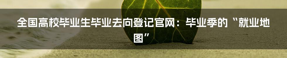 全国高校毕业生毕业去向登记官网:毕业季的“就业地图”