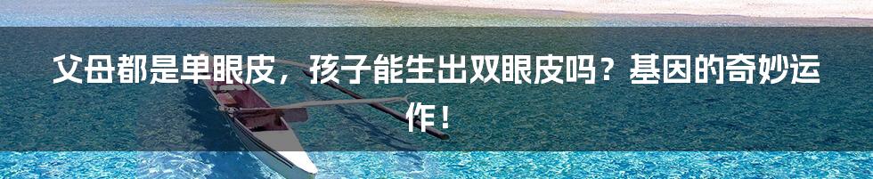 父母都是单眼皮,孩子能生出双眼皮吗?基因的奇妙运作!