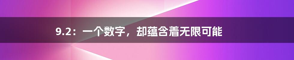 9.2:一个数字,却蕴含着无限可能